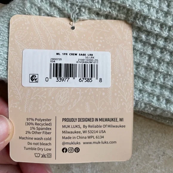 Muk Luks Green and White Cozy Boot Socks - Picture 4 of 4